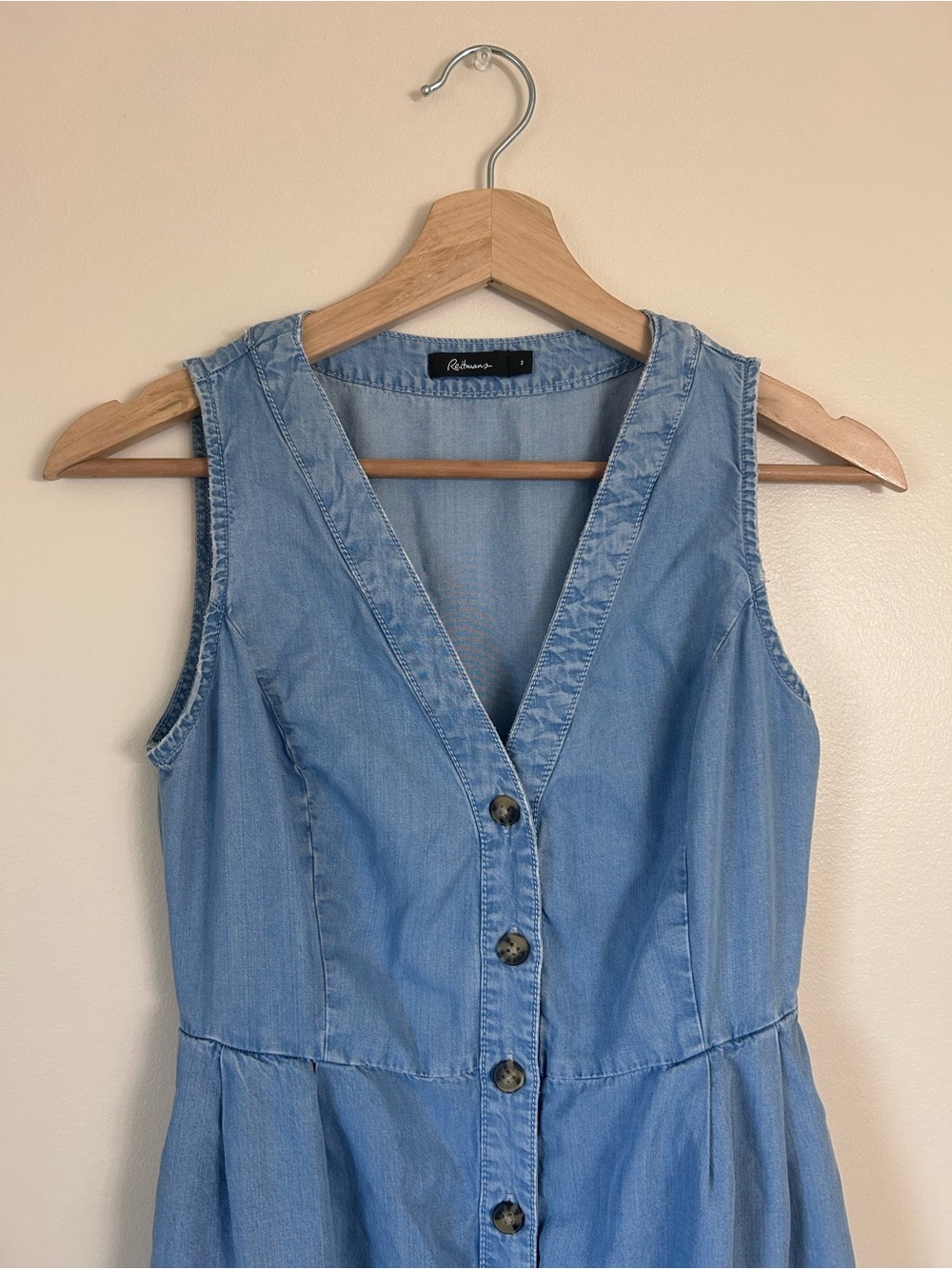 Reitmans Light Wash Lyocell Chambray Sleeveless Button Front Maxi Dress Size 2 - Picture 2 of 7
